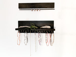 Kyanna Jewelry Shelf with Amya Jewelry Bar in Ebony