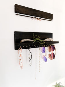 Kyanna Jewelry Shelf with Amya Jewelry Bar in Ebony